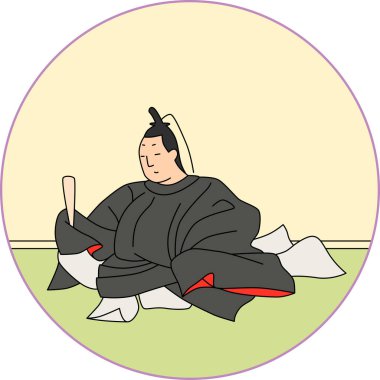 Renkli dairesel Hyakunin Isshu Mae Chunagon Masafusa