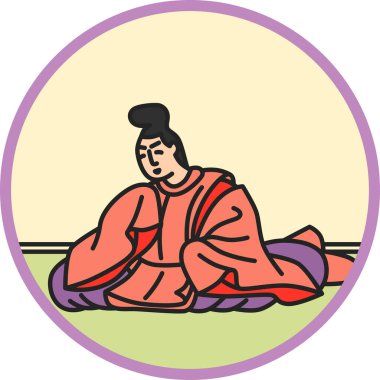 Color circular simple Hyakunin Isshu by Toshiyori Minamoto clipart