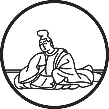 Çizgi çizimi basit Hyakunin Isshu Minamoto no Toshiyori Ason