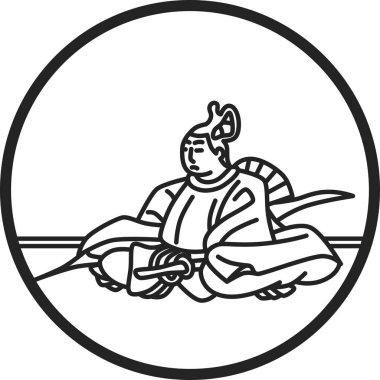 Çizgi basit Hyakunin Isshu Mototoshi Fujiwara çizimi