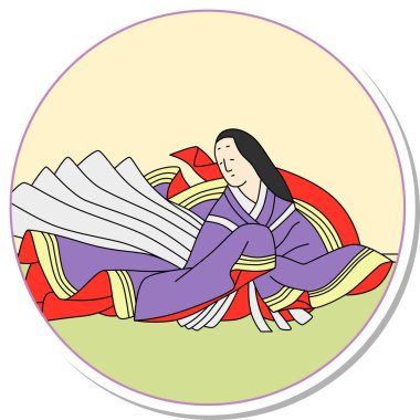 Etiket stili dairesel Hyakunin Isshu Taikenmonin Horikawa