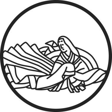 Çizgi çizimi basit Hyakunin Isshu Taikenmonin Horikawa