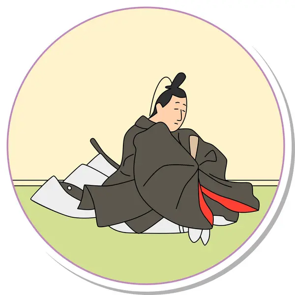 stock vector Sticker-like circular Hyakunin Isshu, Kanpaku Grand Minister before entering Hoshoji Temple