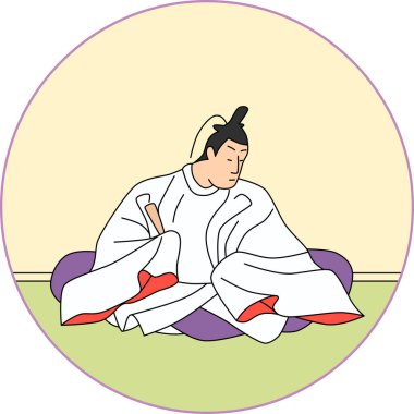 Renkli dairesel Hyakunin Isshu Gokyogoku Naibi eski Dajo Bakanı