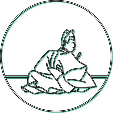 Renkli Gölge Dairesel Hyakunin Isshu Kamakura Udaijin