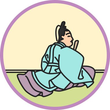 Renkli dairesel basit Hyakunin Isshu, eski Daijo Bakanı Nyudo