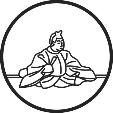 Çizgi çizimi basit Hyakunin Isshu Gon Chunagon Teika