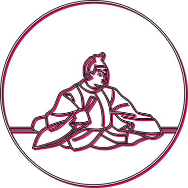 Renkli Gölge Dairesel Hyakunin Isshu Gon Chunagon Teika