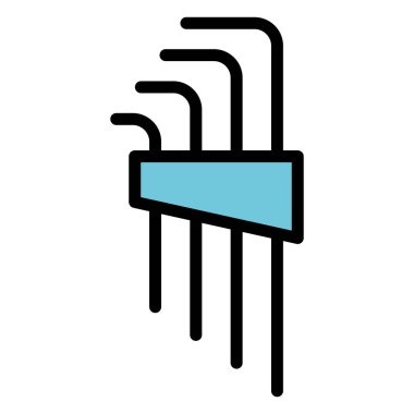 Renkli tek çalışma aracı simgesi hex anahtarı