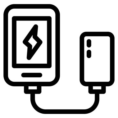 Afet önleme mobil pili için gerekli ögelerin tek satır çizimi simgeleri