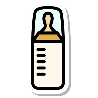 Afet önleyici bebek şişesi için gereken öğelerin simgelerinin etiketi