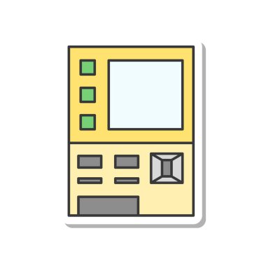 Çıkartma İstasyonu bağlantılı simge illüstrasyon bilet otomatı