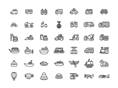 Çeşitli araçların satır çizimi simgesi