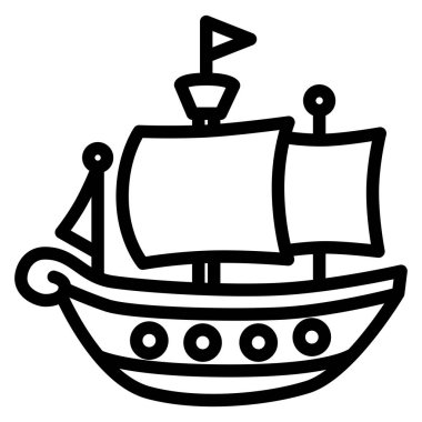 Satır çizimi Araç simgesi illüstrasyon korsan gemisi