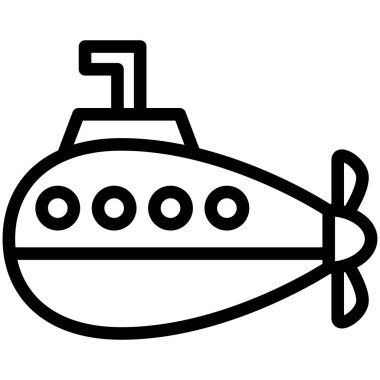 Satır çizimi Araç simgesi resimli denizaltı