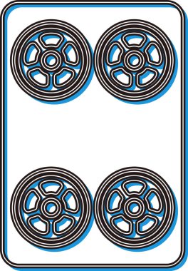 Heykel tarzı gölge mahjong fayans tek parça simgesi dört tüp