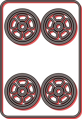 Heykel tarzı gölge mahjong fayans tek parça simgesi dört tüp