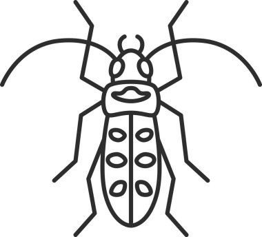 Mini böcek tek simge uzun boynuz böceği