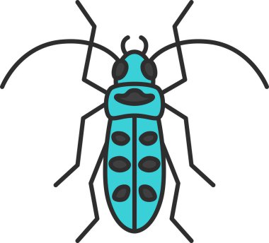 Tek renk mini böcek ikonu Longhorn böceği