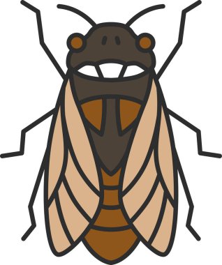 Renkli mini böcek tek öge simgesi ağustos böceği