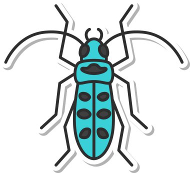 Tek etiket mini böcek simgesi Longhorn böceği