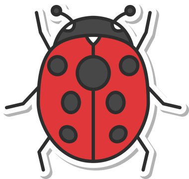 Çıkartma mini böcek tek öge simgesi uğur böceği