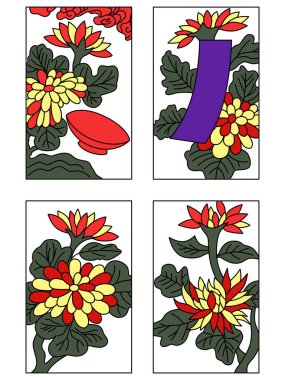 Eylül rengi Hanafuda simgesi seti