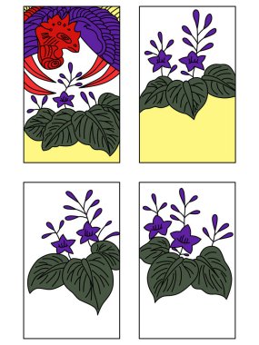 December color hanafuda icon set clipart