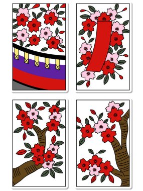Mart çıkartması hanafuda simgesi seti