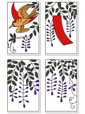 April sticker hanafuda icon set clipart