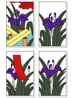 Yapıştırma hanafuda simgesi seti