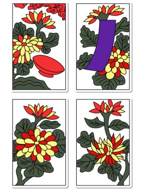 Eylül çıkartması hanafuda simgesi seti