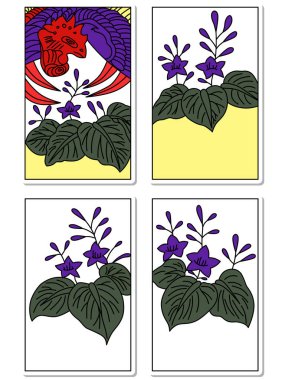 Aralık çıkartması hanafuda simgesi seti