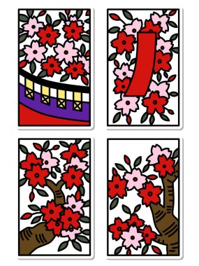 Mart çıkartması basit Hanafuda simgesi seti