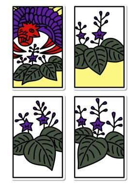 Aralık çıkartması basit Hanafuda simgesi seti