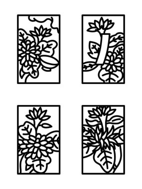 Eylül çizgisi mini Hanafuda simgesi seti çiziyor