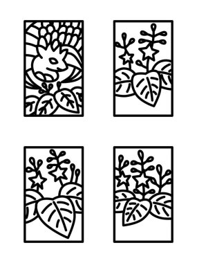 Aralık çizgisi mini Hanafuda simgesi seti çiziyor