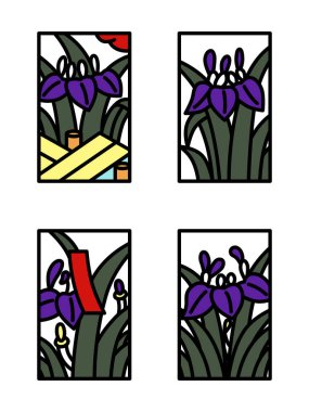 Nisan rengi mini Hanafuda simgesi seti