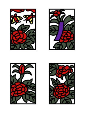 Haziran rengi mini Hanafuda simgesi seti