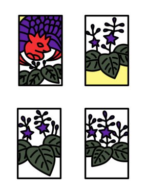 Aralık rengi mini Hanafuda simgesi seti