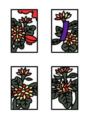 Eylül rengi mini hanafuda simgesi seti