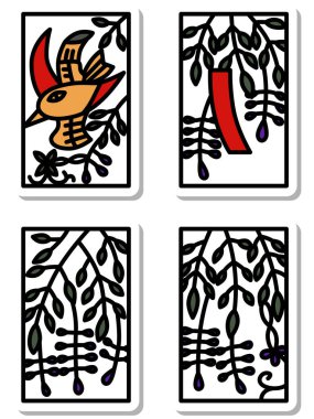 Nisan çıkartması mini Hanafuda simgesi seti