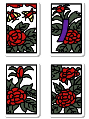 June sticker mini hanafuda icon set clipart