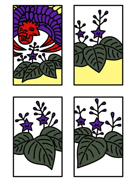 Aralık rengi basit Hanafuda simgesi seti