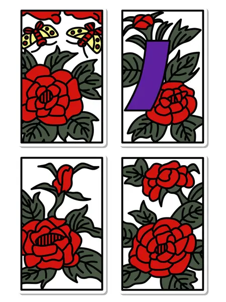 June çıkartması basit Hanafuda simgesi seti