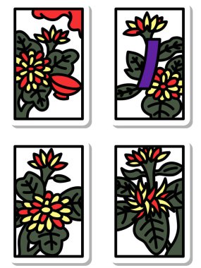 Eylül çıkartması mini hanafuda simgesi seti