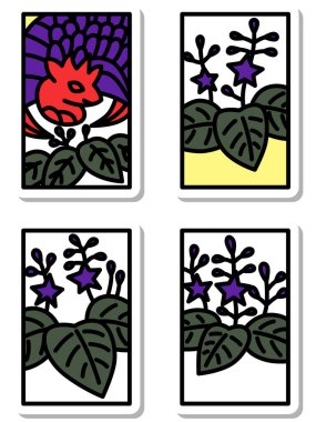 Aralık çıkartması mini hanafuda simgesi seti