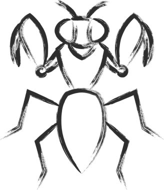 Fırçayla çizilmiş mini böcek tek simge dua eden peygamberdevesi