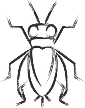 Fırça desenli mini böcek tek simge cırcır böceği