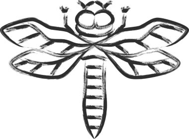 Tek fırçayla çizilmiş mini böcek ikonu yusufçuk